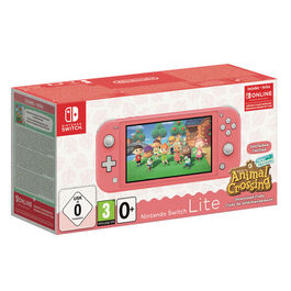 CONSOLA NINTENDO SWITCH LITE CORAL + ANIMAL CROSSING NEW HORIZONS + 12 MESES SWITCH ONLINE