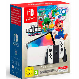 CONSOLA NINTENDO SWITCH OLED BLANCA + SUPER MARIO BROS WONDER + 12 MESES NINTENDO ONLINE